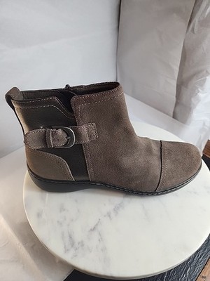 Clarks Collection Suede Ankle Boots Cora Marigold Olive Taupe Size 8