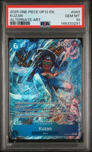 2025 ONE PIECE OP12-LEGACY OF THE MASTER ALTERNATE ART #043 KUZAN PSA 10