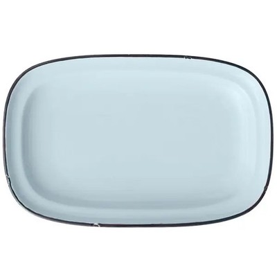 Oneida L2105009350 Luzerne Tin Tin Blue 10'' x 6'' Porcelain Rectangular Platter