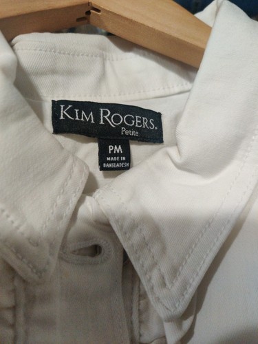 Women's Kim Rogers Petite White Stretch Ruffle Denim Jacket Size PM - Picture 7 of 8