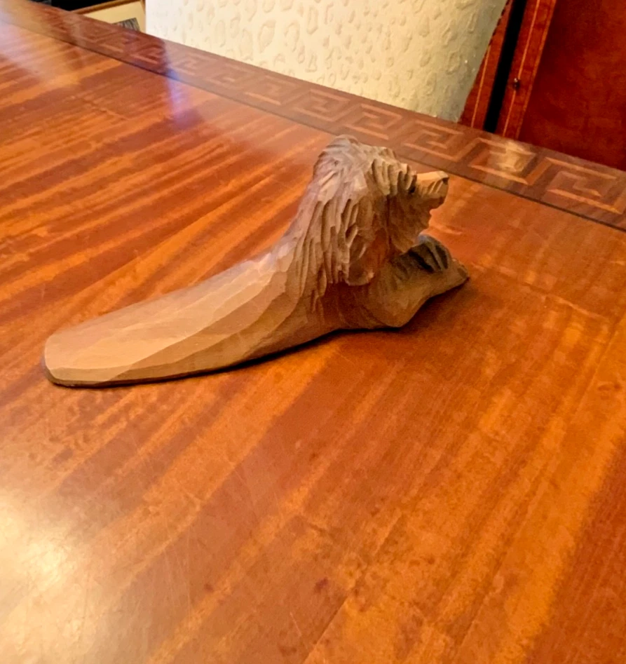 Vintage Antique Hand Carved  Wood Door Stop Wedge Dog Primitive Rustic - Image 4 of 4