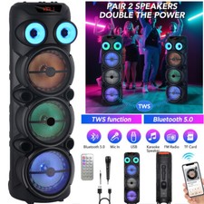 Loud Portable Bluetooth Speaker 3 8''Subwoofer Heavy Bass Sound System Party Mic