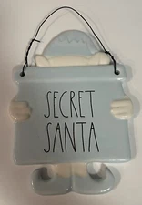 Rae Dunn SECRET SANTA  Artisan Santa Blue Ceramic Wall Hanging Plaque