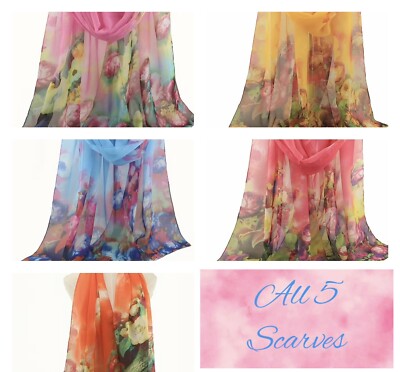 5 Scarves Tablecloth Runners Sarongs Bufandas Écharpes Sciarpe Wraps Elegant