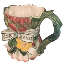 VTG ‘96 Fritz & Floyd Herbs Sage Dill Thyme Bow Coffee Mug Tea Cup 5.25”L 4.25”T