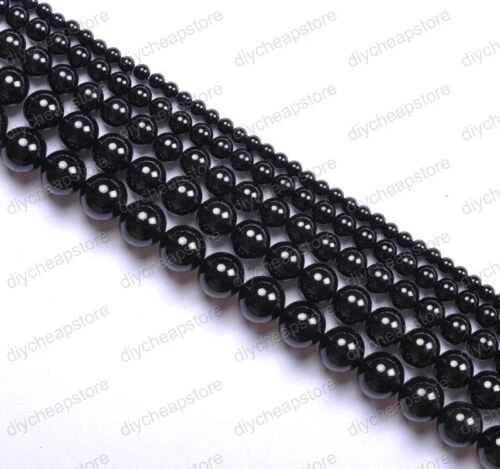 Piedra Preciosa Negro Espaciador Perlas y Stoppers