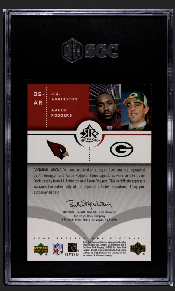 2005 Upper Deck Reflections Aaron Rogers/ Joey Arrington Rookie Auto *Red #4/70  - Image 2 of 2