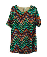Dress Women's Size S Shift Multicolor Geometric Round Neck Moonlight