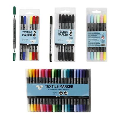 Textilstifte, Stoffmalstifte Textil Marker mit 2 Spitzen, Farb-Sets
