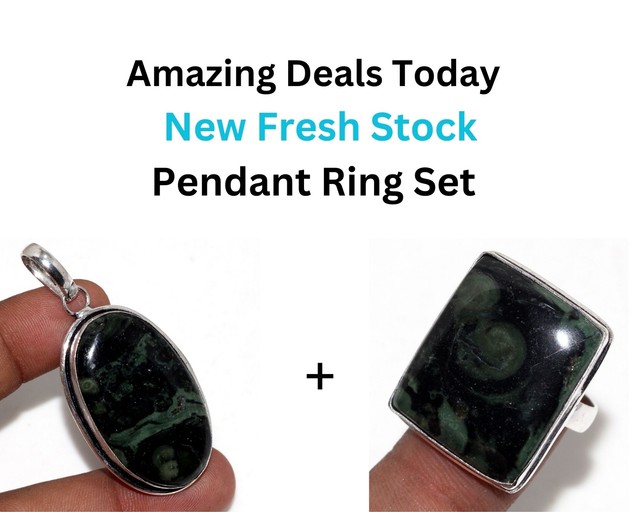 African Kambaba Jasper New Fresh Stock Pendant Ring Combo Set 2.1|6.5" GW African Kambaba Jasper New Fresh Stock Pendant Ring Combo Set 2.1|6.5" GW