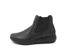Enval Soft Womens Black Leather Wedge Rubber Comfortable Ankle Boots Shoes