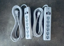 GE 2 PACK 6-OUTLET SURGE PROTECTOR POWER STRIP 10 FT EXTENSION CORD NEW !!