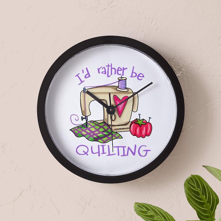 CafePress I'D Rather Be Quilting 10" Wall Clock (717126256)