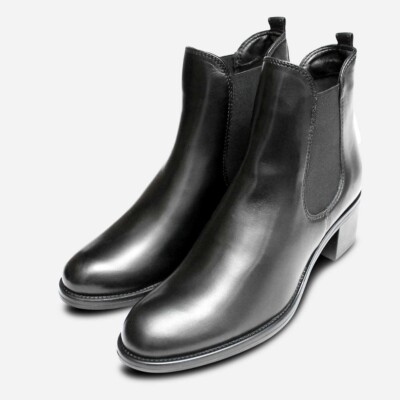 Black Napa Leather Tamaris Heeled Womens Chelsea Boots