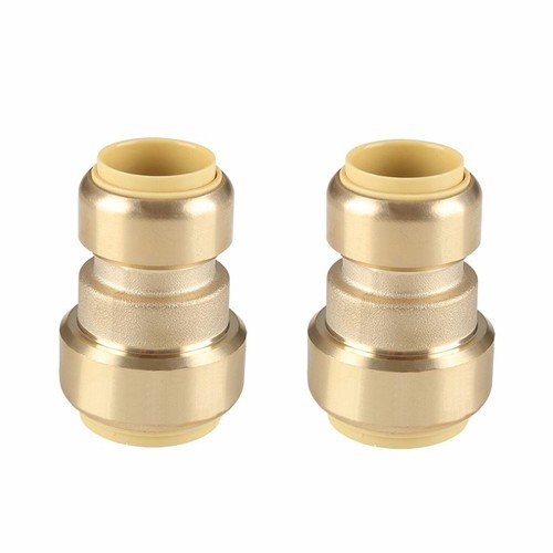 EFIELD 2PCS 3/4" X 1/2" PUSH FIT REDUCING  BRASSCOUPLING / 2 CLIP, LEAD FREE