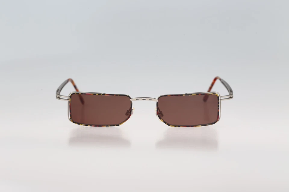 Gafas de sol Robert Rudger 1850 150 F1, años 90 tortuga y plata rectangular nuevas de stock Foto 3 de 4