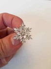 Brooch Pin14Kwhite Gold Silver Plated 2Ct Marquise Cut Real Moissanite Snowflake