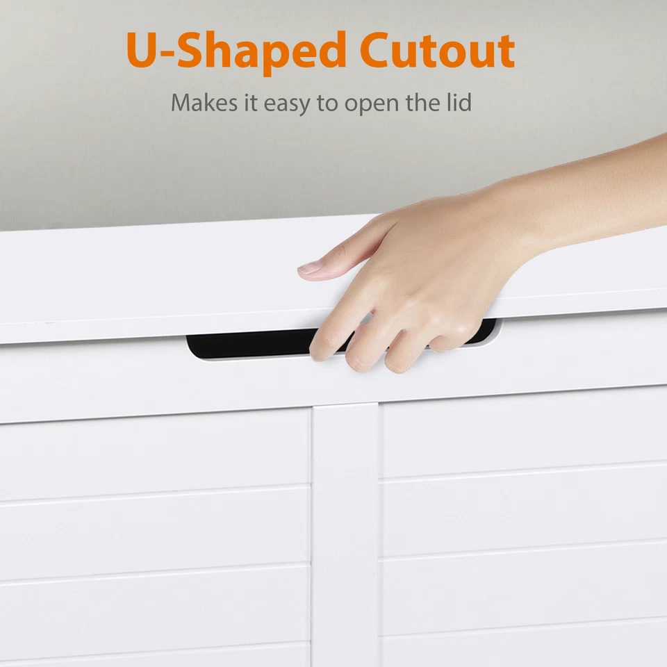 Baúl de almacenamiento 39" caja de juguetes banco de almacenamiento de madera con 2 bisagras de seguridad blanco Foto 4 de 4