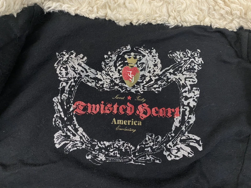 Twisted Heart Cremallera Sudadera Chaqueta Cuello Piel Sintética Y2K 2000s 00s Foto 4 de 4