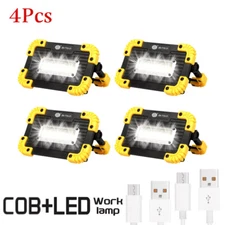 4Pcs LED+COB Work Light USB Rechargeable Spotlight Floodlight Camping Emergency