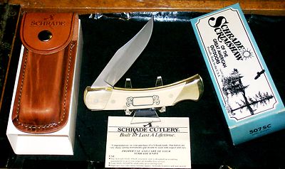 Schrade SC507 Lockback Knife W/Sheath 1980's 3-3/4