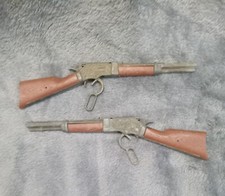 Lot Of 2 Vintage Toy Lever Action Cap Gun Miniature Western Saddle Rifle