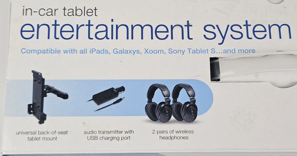 Backseat Headrest Tablet Mount Holder 2 Wireless Headphones Entertainment System - Image 3 of 4