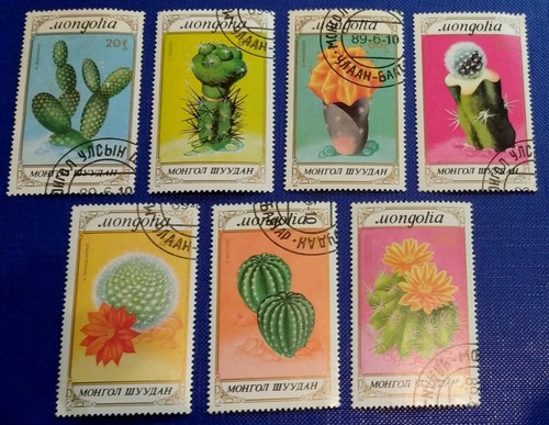 Mongolia 1989 Flora Flowers Cactuses / Cactus FULL STAMP SET CTO USED