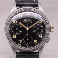 Vintage 1940s Benrus Sky Chief Mens 35mm Steel Chronograph Watch Old Refin Dial