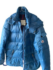 Moncler Blue Hooded Down Puffer Jacket Size L Quilted Coat