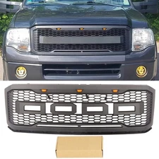 Black Front Grille Fits For Ford Expedition 2007-2014 Upper Grill With LED Light