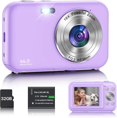 VAHOIALD Digitalkamera mit 32GB SD-Karte, HD 1080P 44MP, 16-fach Digitalzoom