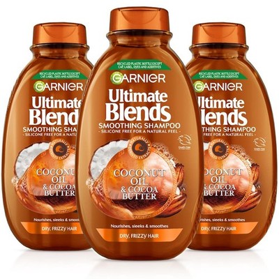 3x Garnier Ultimate Blends Coconut Oil & Cocoa Butter Shampoo 400ml