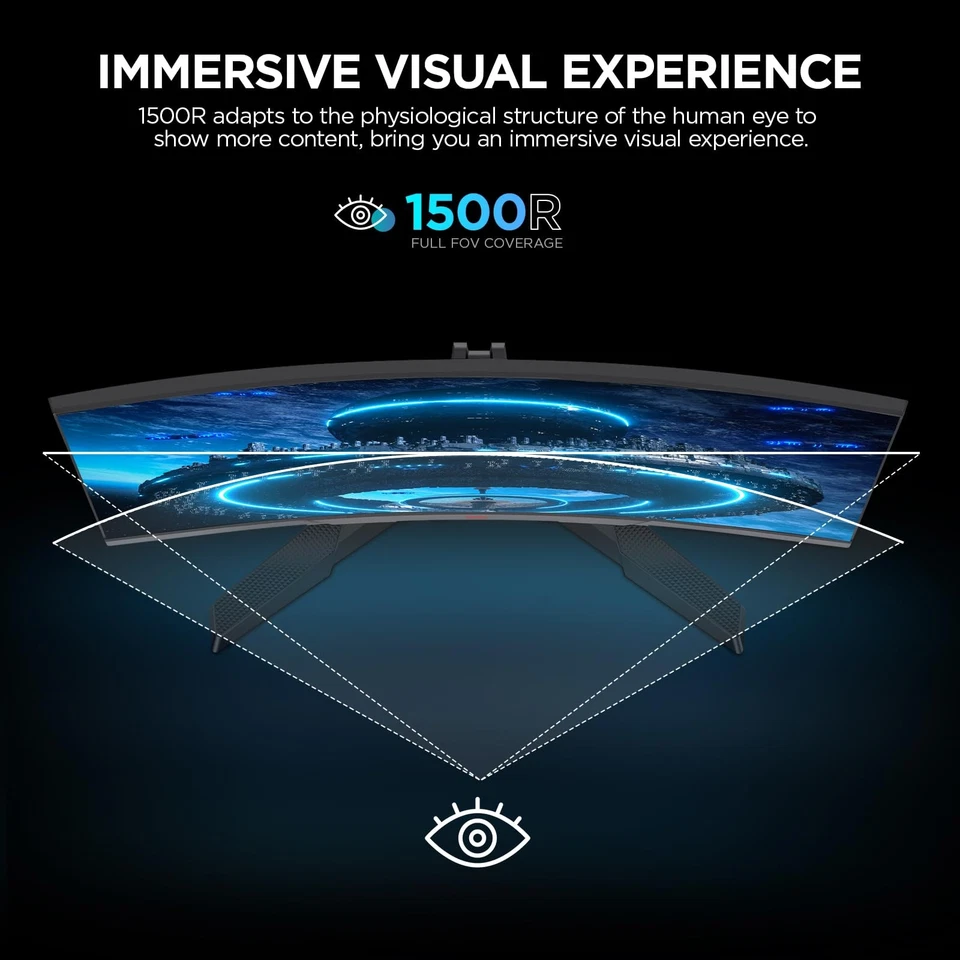 KOORUI 27 Inch Gaming Monitor, FHD 1080P Curved Monitor 180Hz VA 1ms 1500R PC - Image 2 of 4