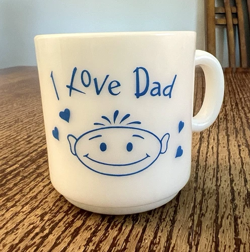 Vintage “I Love Dad” Milk Glass Mug Cup Father’s Day