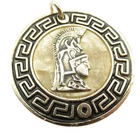 Greek  Warrior Vintage Gold Tone Pendant Costume Jewelry
