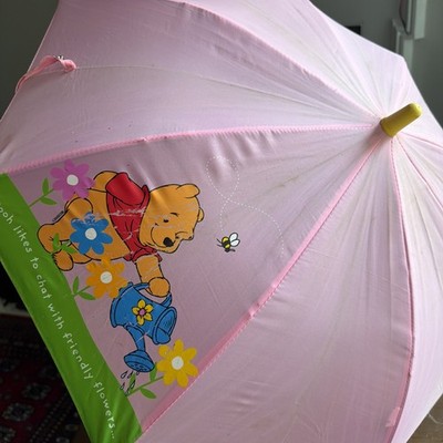 Vintage Disney Winnie the Pooh Umbrella girl toddler pink 2000s