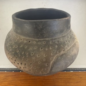 Native American US Handcrafted Pottery Vessel with Punctate Design 