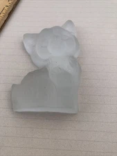 Viking Glass Fox FIGURAL PaperWeight Satin Glass 4” Tall Flaw