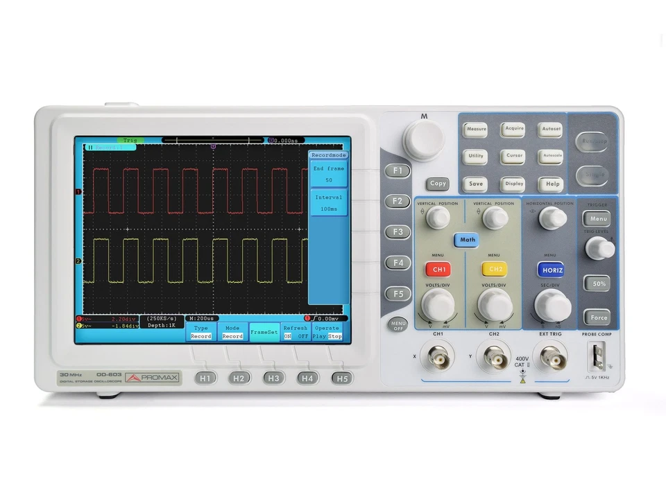Osciloscopio digital Promax de 2+1 canales, 30 MHz y 250 MS/s con pantalla de 8” - Imagen 1 de 4
