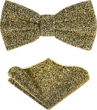TIE G Men's Glitter Velvet Bow Tie  Pocket Square Set in Gift Box for Wedding,