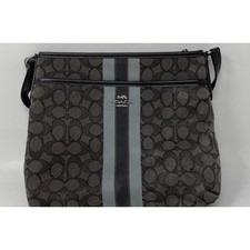 Coach Womens File F39041 Black Signature Leather Trim coated crossbody