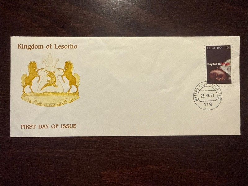 LESOTHO FDC COVER 1991 YEAR ANTI NARCOTICS DRUGS HEALTH MEDICINE STAMPS