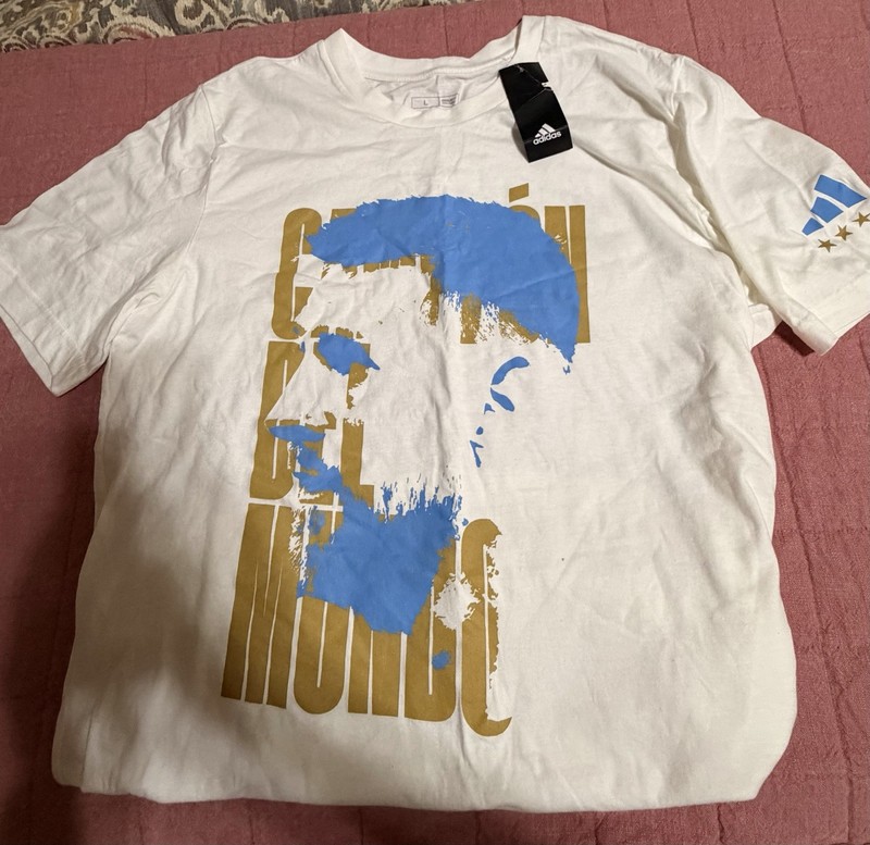 Messi Adidas Campeon Del Mundo T Shirt Mens Size L  NEW Rare 2022 Argentina