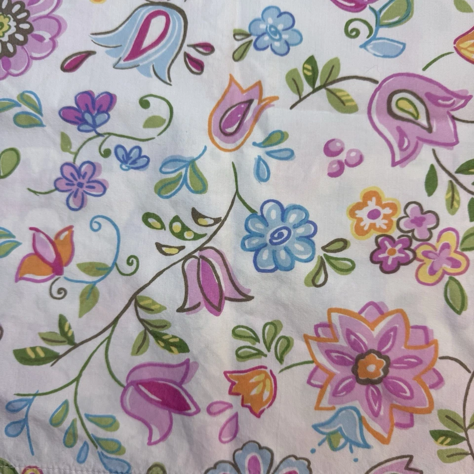 Pottery Barn Kids TWIN 3pc Flat & Fitted Sheet Set Pillowcase Pastel Floral Pink - Image 4 of 4