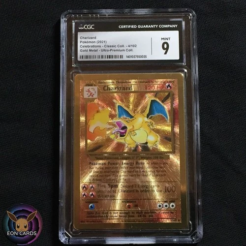 Charizard CELEBRATIONS GOLD METAL 4/102 (CGC 9 MINT) PROMO Pokemon Cards