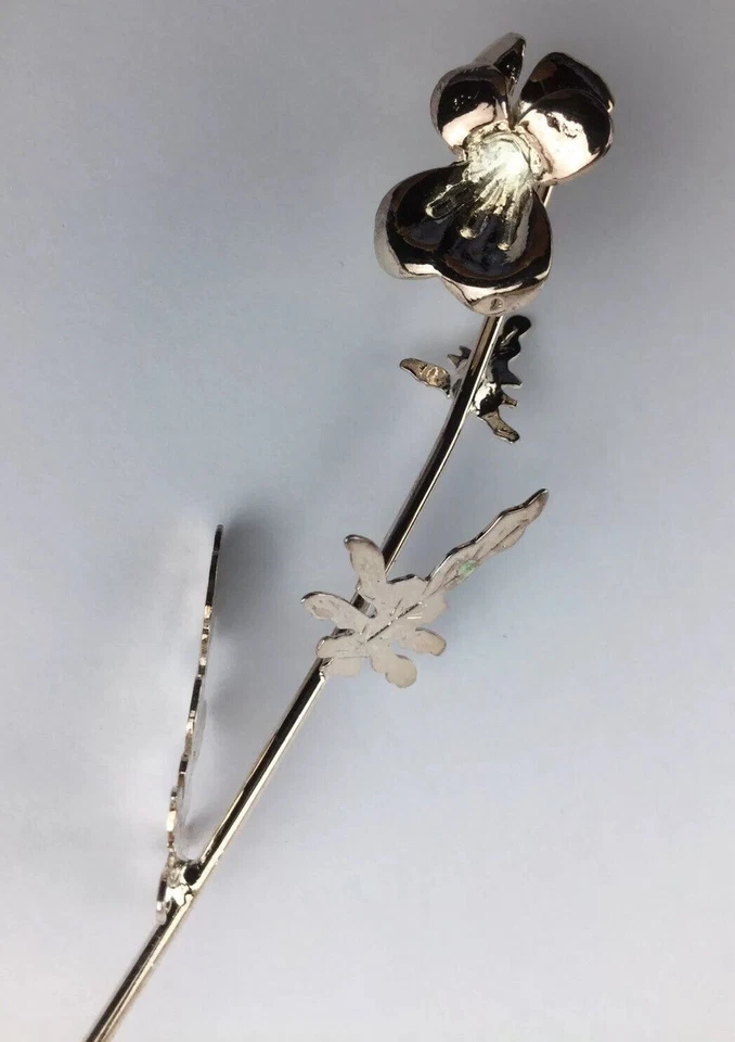 Fleur en argent 800 précieuse argenterie artisanale avec poinçon fabriqué... - Photo 2/4
