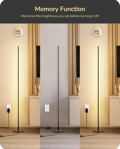 EDISHINE Modern Corner Floor Lamp, Set of 2, Dimmable LED Floor Lamp,