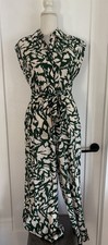 Women  s NWT Mango Romina Abstract Tie Belt Jumpsuit Size M