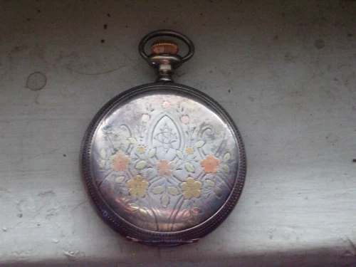 Antique Sterling Silver Men's Pocket Watch Case & Elgin Face Plate - No Watch